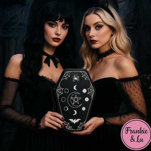 MAD Engine Handbags - Mad Engine Gothic Coffin Crossbody Bag Pentagram Moon Occult Purse NWT